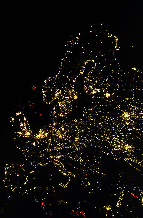 Lights Of Europe At Night Seen From Space Photograph by Copyright W.t. Sullivan Iii & Hansen Planetarium/science Photo Library