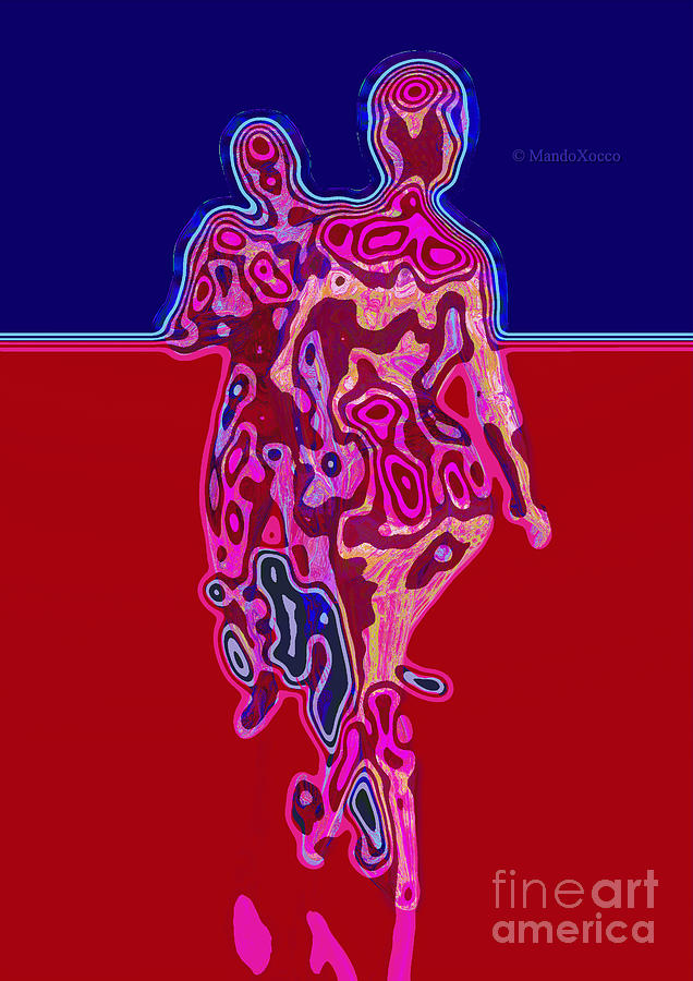 Like dance-linie-blue-red Mixed Media by Mando Xocco