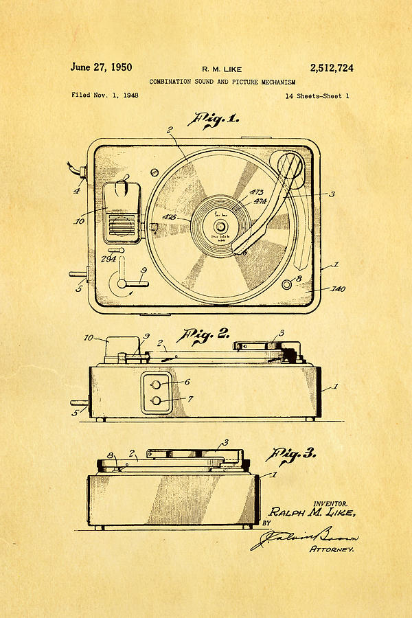 Vintage Photograph - Like Sound and Picture Player Patent Art 1950 by Ian Monk