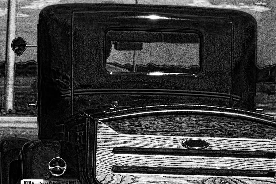 Lil Black Antique Pick Up Truck Mixed Media by Lesa Fine