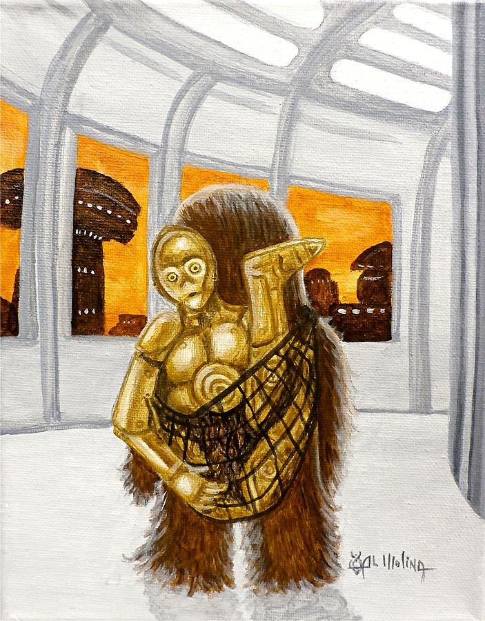 Lil Chewie helps C3PO Painting by Al  Molina
