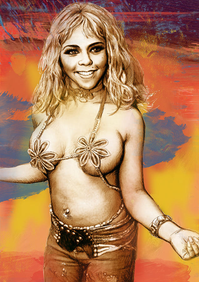 Portrait Drawing - Lil Kim - stylised drawing art poster by Kim Wang