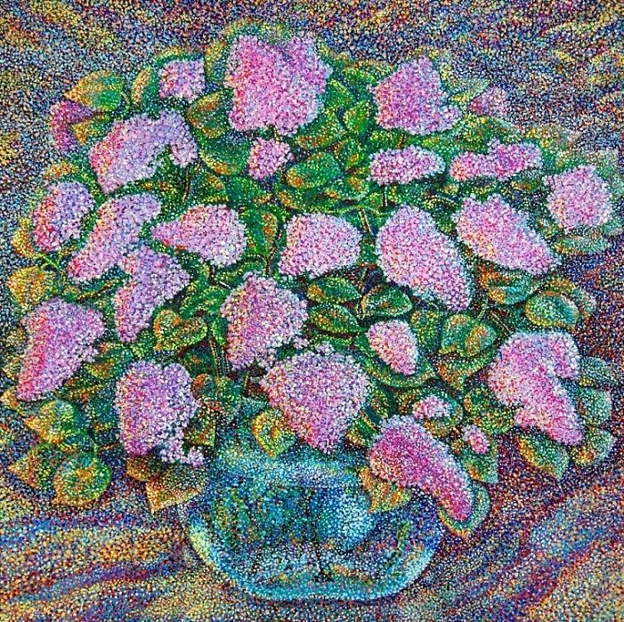 Still Life Painting - Lilac by Andrey Kuznetsov