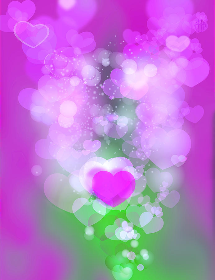 Lilac Background Heart Digital Art
