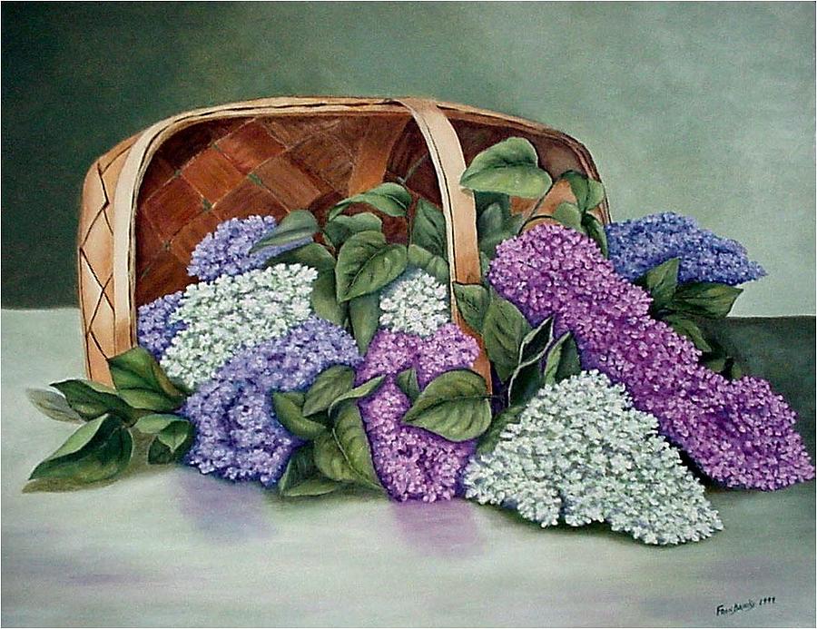 Flower Painting - Lilac Basket by Fran Brooks