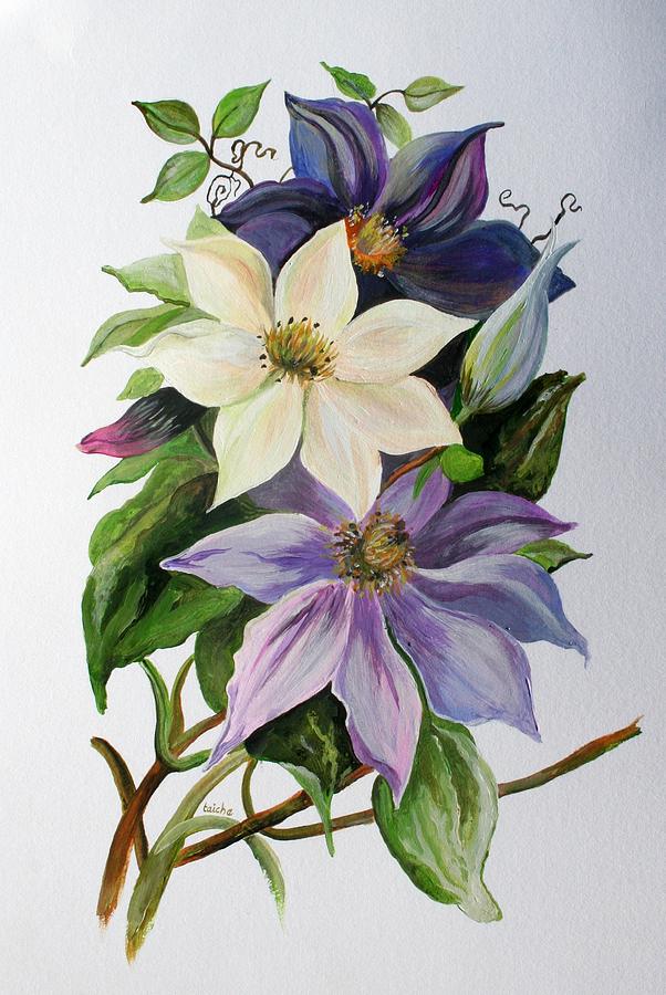 Lilac Clematis Painting by Taiche Acrylic Art
