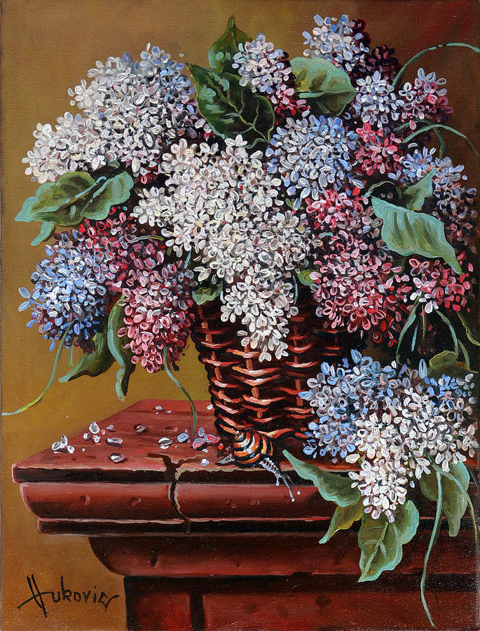 Still Life Painting - Lilac by Dusan Vukovic