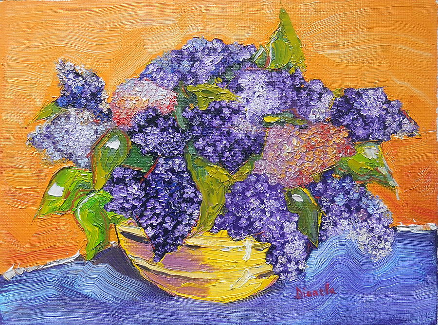 Red Lilac Painting - Lilac Flowers by Dianela Cret Flueras