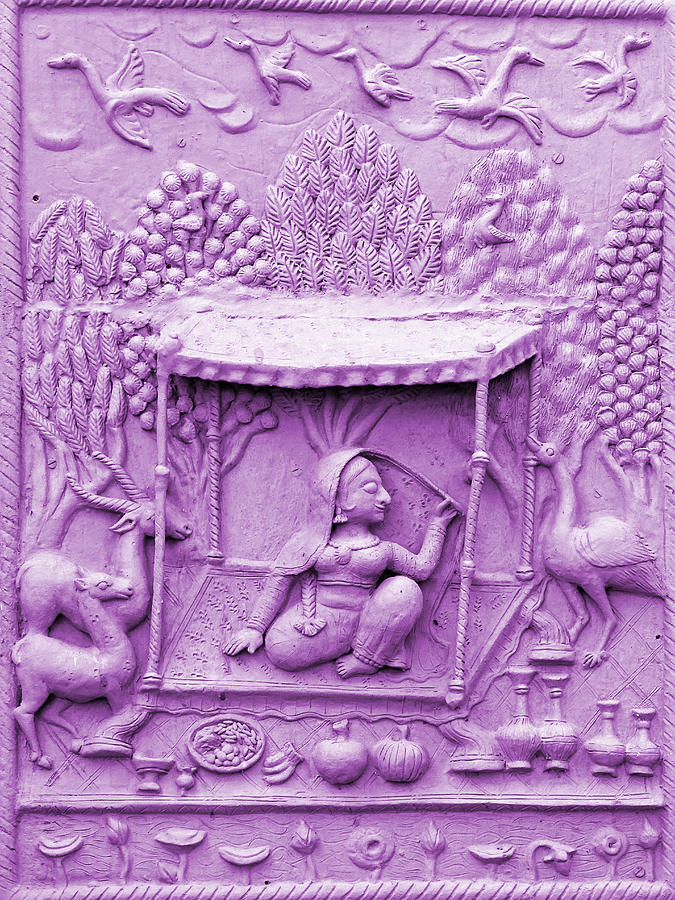 Deer Photograph - Lilac Fresco Queen Palanquin 2 Udaipur Rajasthan India by Sue Jacobi