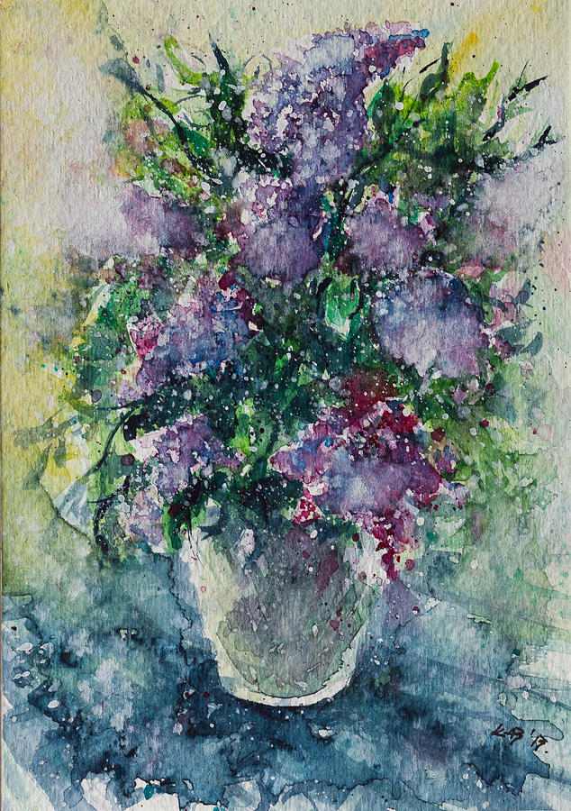 Still Life Painting - Lilac by Kovacs Anna Brigitta