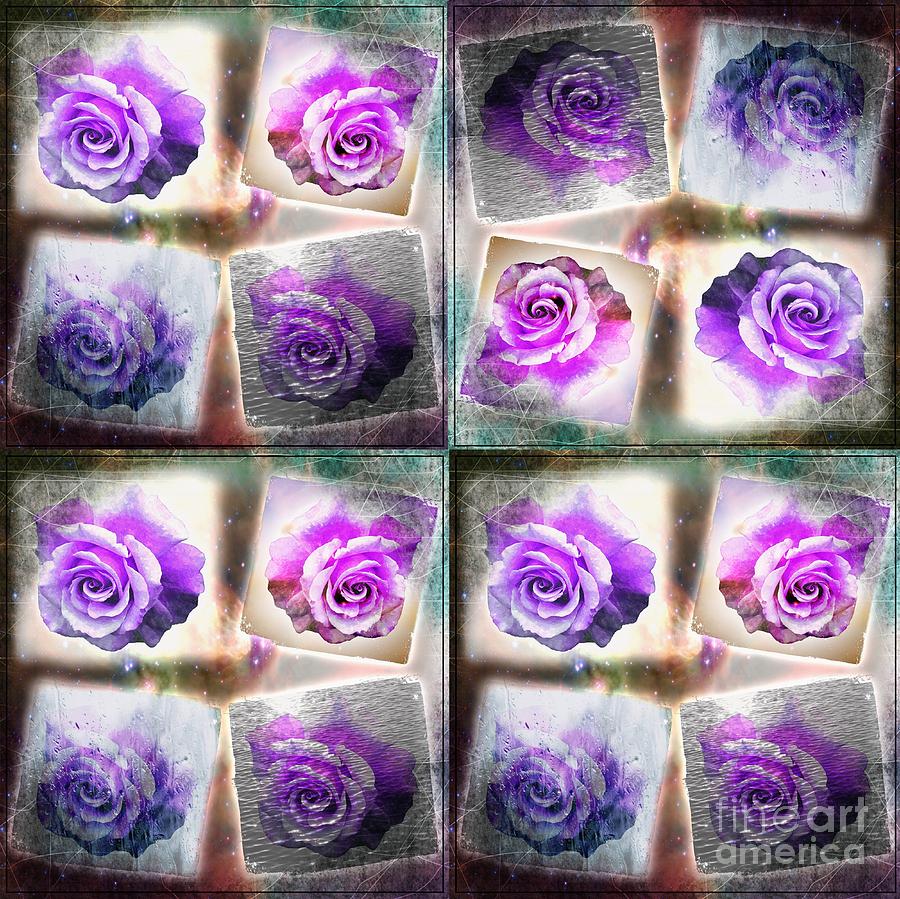 Lilac Rose Quad Duvet Cover Digital Art by Barbara A Griffin
