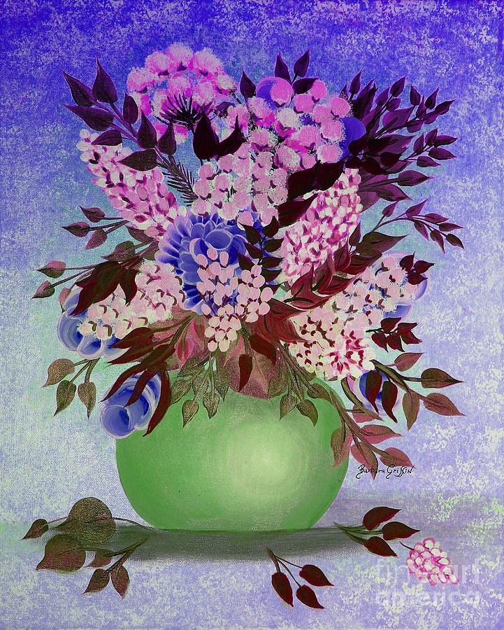 Lilacs and Queen Anne's Lace in Pink and Purple Painting by Barbara A ...