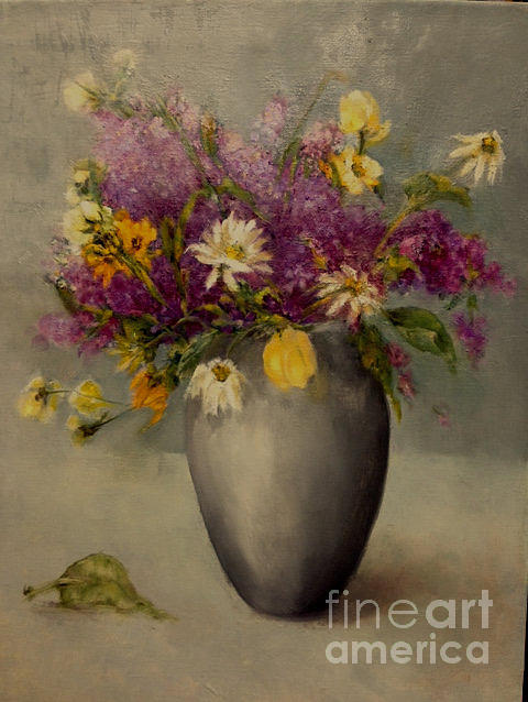 Tulip Painting - Lilacs in Silver by Kathleen Hoekstra