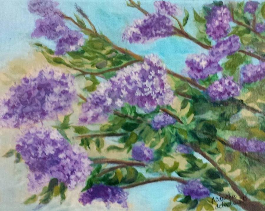 Lilacs Painting by Natascha De la Court