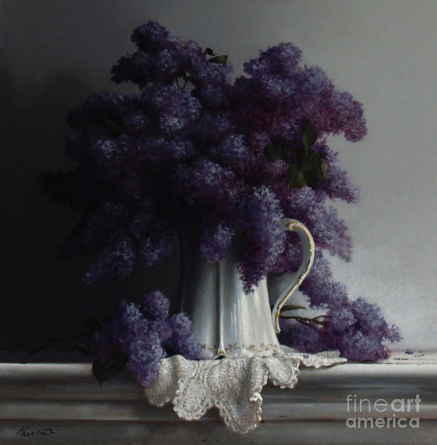 Flower Painting - LILACS study no.2 2011 by Lawrence Preston