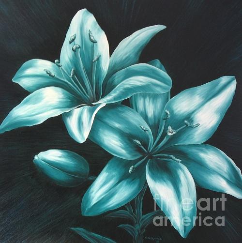 Jhdt Turnowskys Art Vintage Kunst Lesezeichen Blaue Lilie Blue lily Oriental 17 