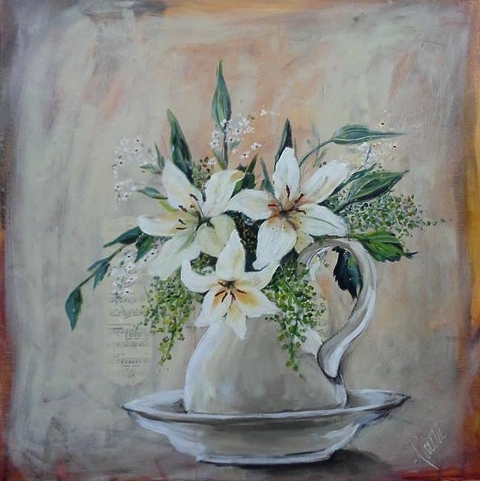 Lilies Painting by Almeta Lennon