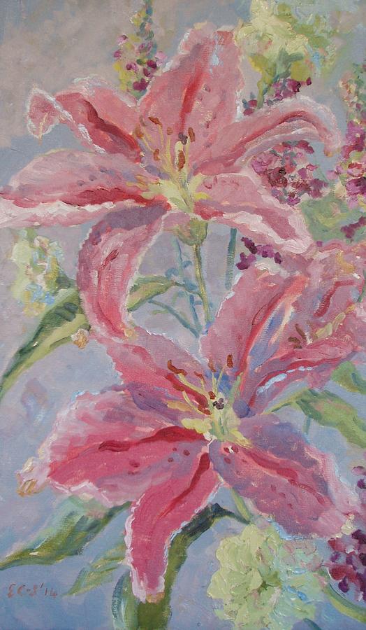 Lilies and Carnations Painting by Elinor Fletcher