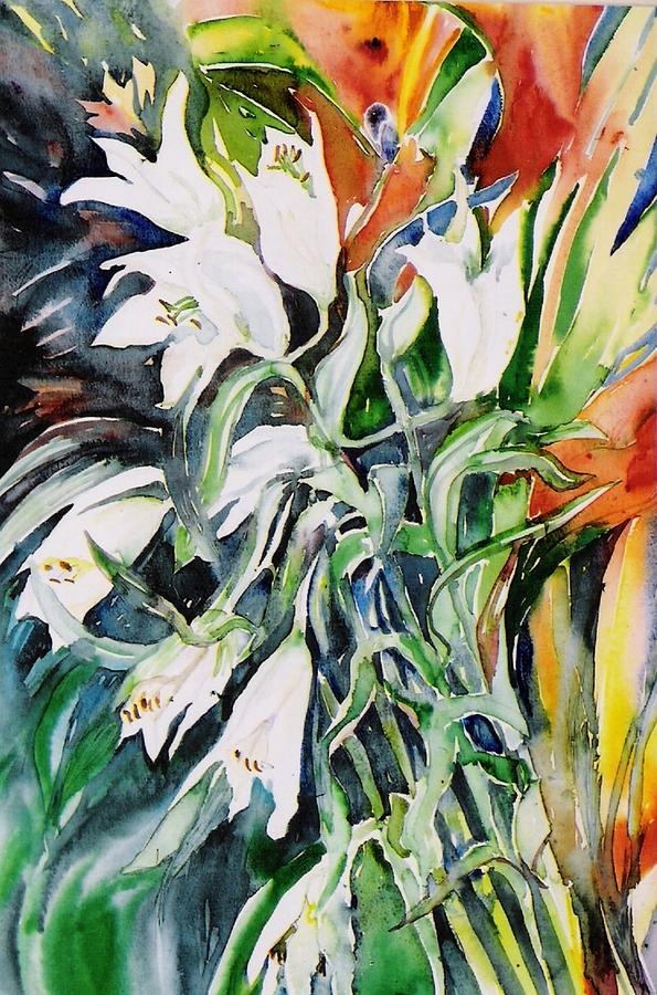 Lilies and Heliconia Painting by Trudi Doyle
