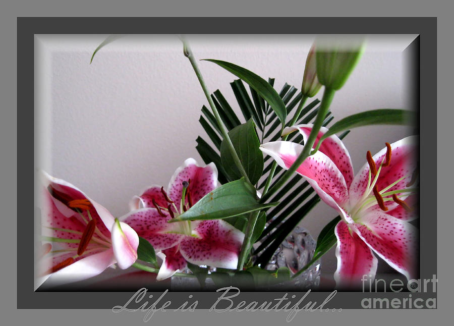 Life is Beautiful... Lilies bouquet  Pyrography by Oksana Semenchenko