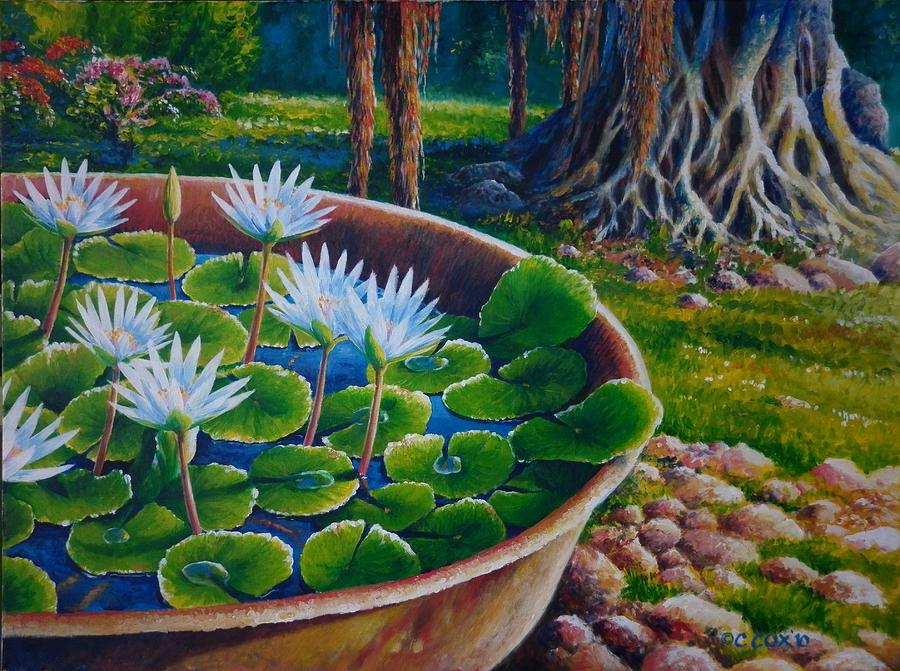 Lilies in platin Painting by Christopher Cox