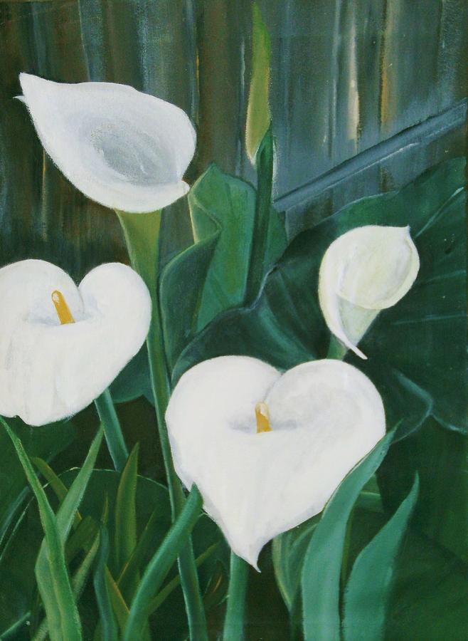 Lilies in Shade Painting by Miriam Barrientos - Fine Art America