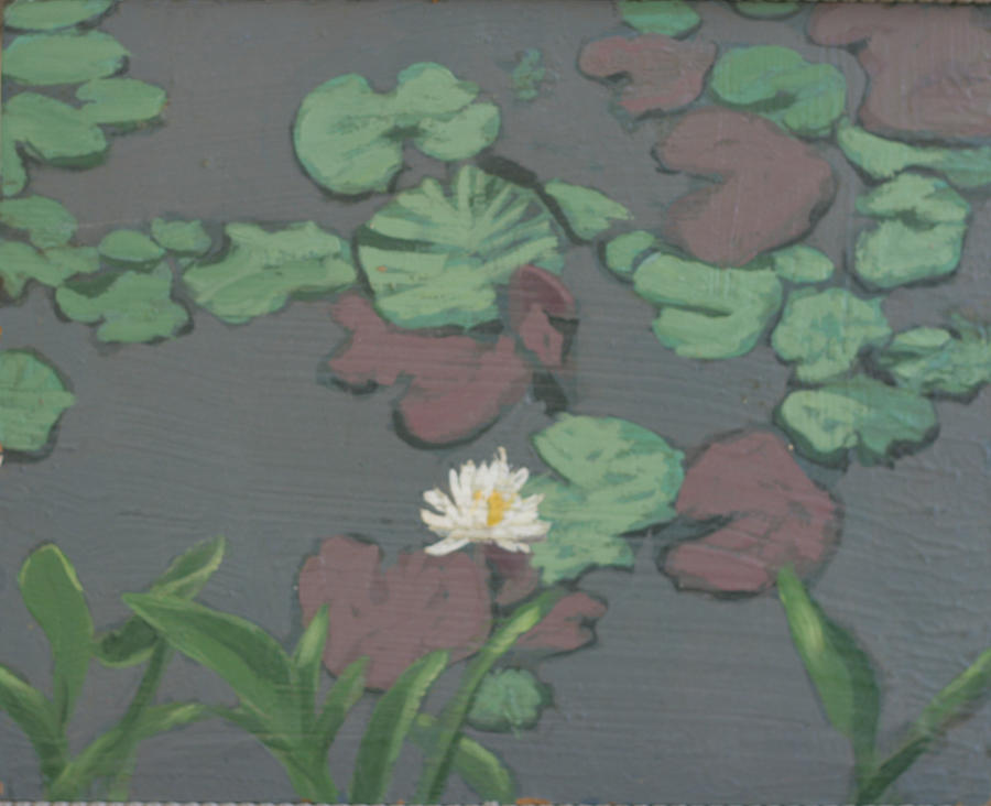 Lilies with Iris Leaves Painting by David Zimmerman