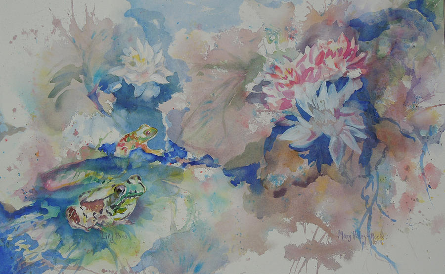 Lilly Pond Painting by Mary Haley-Rocks