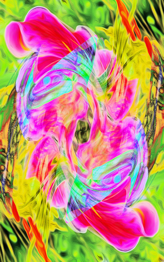Lily Fish Abstract on Yellow Digital Art by Stephanie Grant