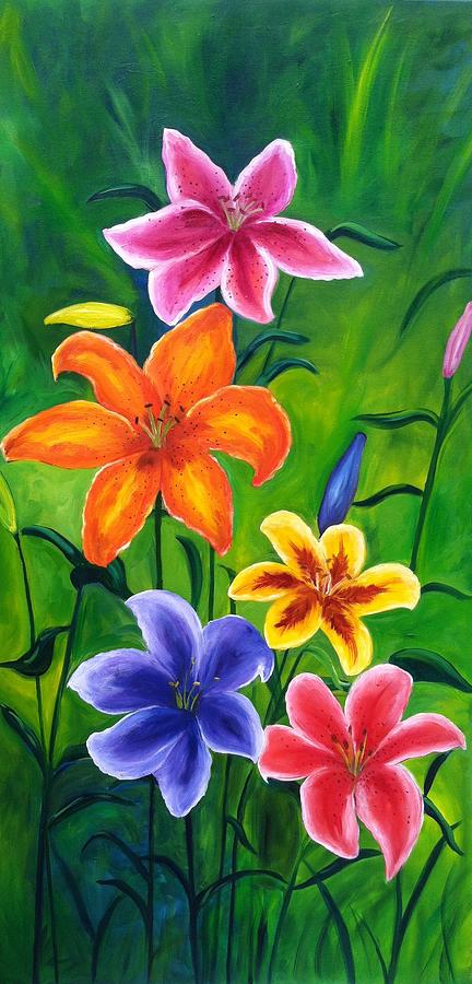 Lily Garden Painting by Vikki Angel