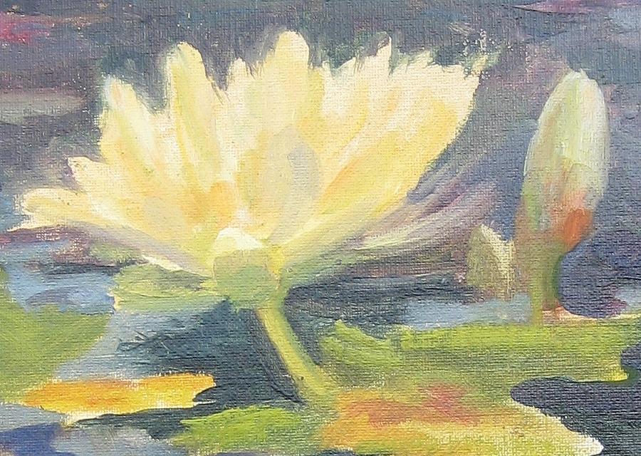 Lone Lily in the Fountain Painting by Maria Hunt