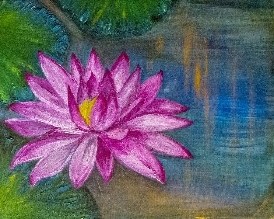 Lily in the water Painting by Sally Chan - Fine Art America