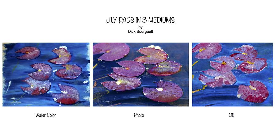 Lily Pad Triptych Painting by Dick Bourgault