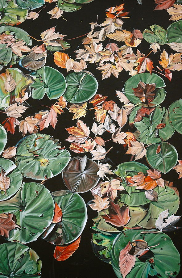 Still Life Painting - Lily Pads and Leaves by Anthony Mezza
