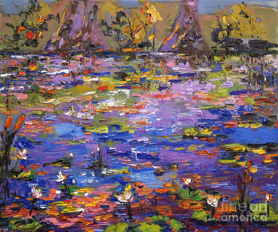 Impressionism Painting - Lily Pond Kaleidoscope by Ginette Callaway