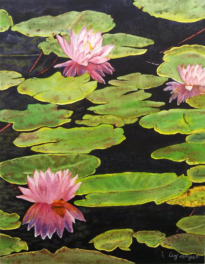 Lily Pond Painting by Lizbeth McGee