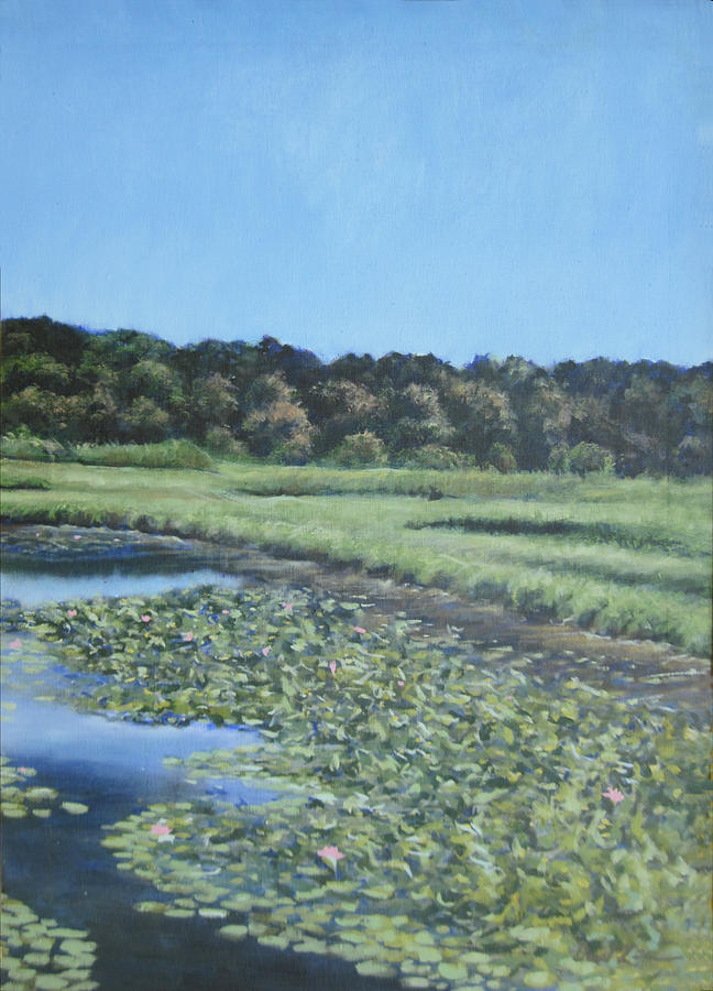 Lily Pond Right Painting by David Zimmerman