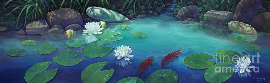 Lily Pond Painting by Robert Corsetti
