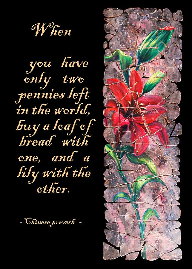 Lily quote Painting by Lena Owens - OLena Art Vibrant Palette Knife and Graphic Design