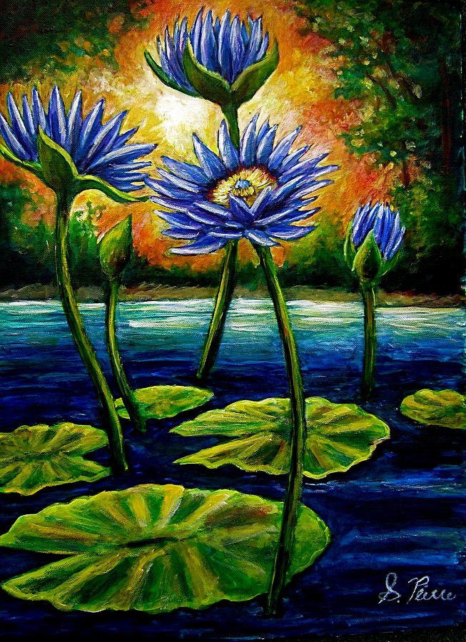 Lotus Painting - Lilys and Lotus by Sebastian Pierre Lotus Painting - Lilys and Lotus by Sebastian Pierre