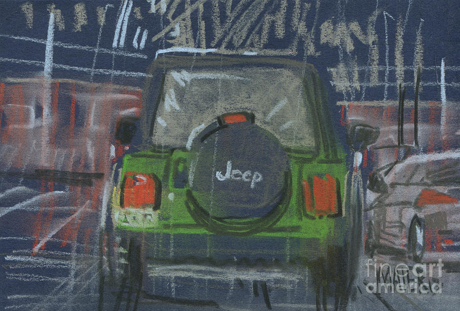 Lime Jeep Painting by Donald Maier