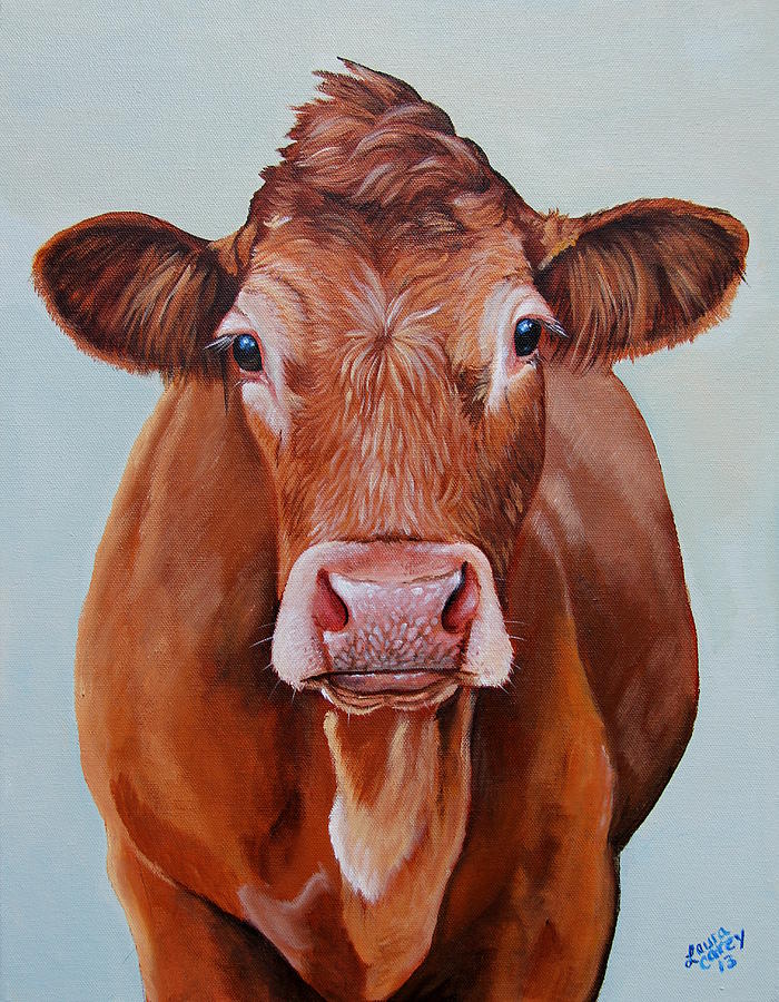 Cow Painting - Limo Girl by Laura Carey