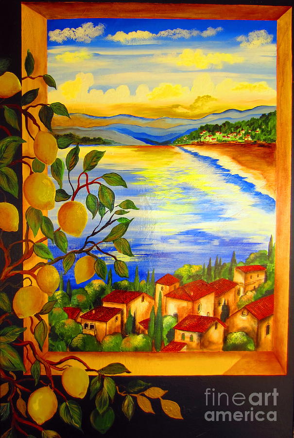 Nature Painting - Limoni and the lake by Roberto Gagliardi