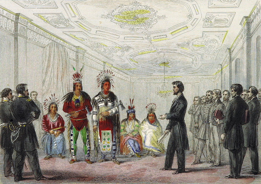 Lincoln And American Indian Chiefs, 1863 Photograph by British Library