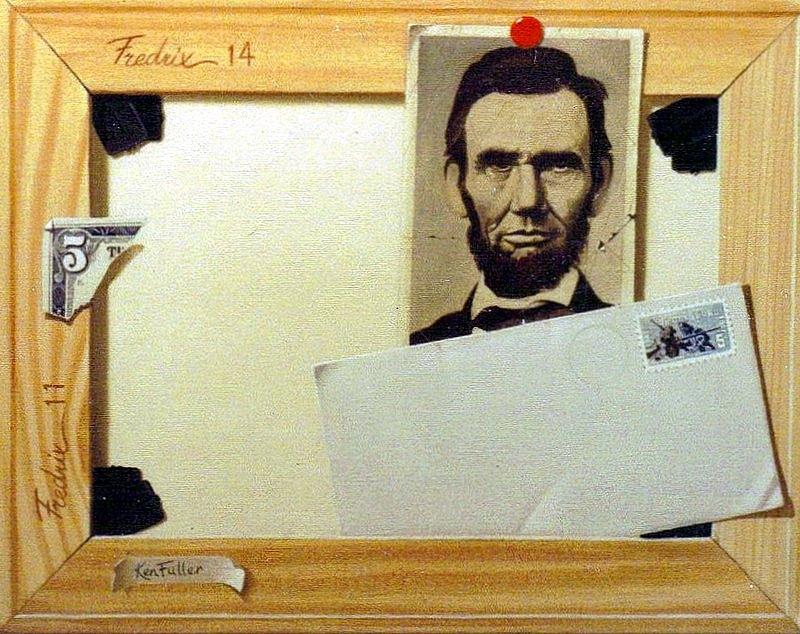 Lincoln and the five dollar Painting by Ken Fuller