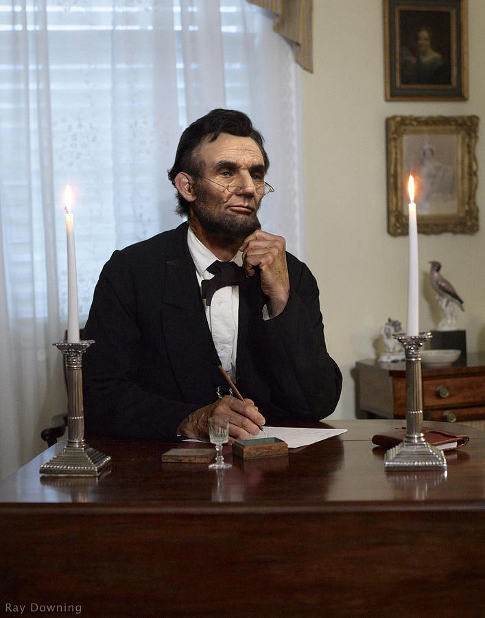 Lincoln at his Desk 2 Digital Art by Ray Downing