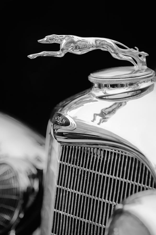 Lincoln Hood Ornament - Grille Emblem -1187bw Photograph by Jill Reger