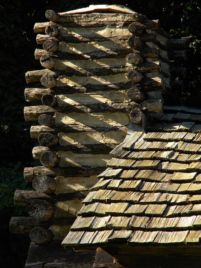 New Salem Photograph - Lincoln Log Chimney by Helen ONeal