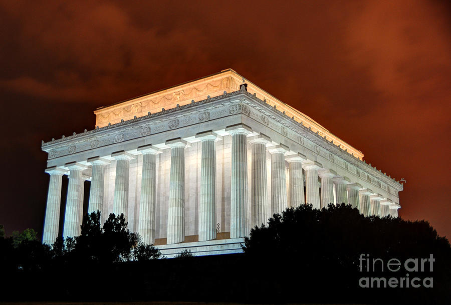 Greek Photograph - Lincoln Memorial at Night - Washington D.C. by Gary Whitton