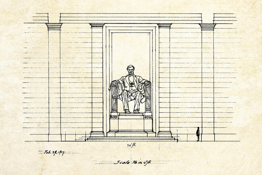 Abraham Lincoln Digital Art - Lincoln Memorial Sketch by Gary Bodnar